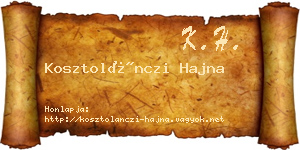 Kosztolánczi Hajna névjegykártya